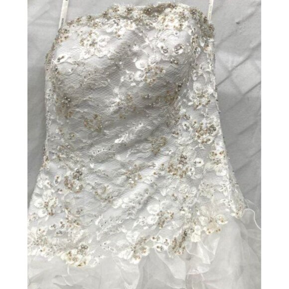 Monique Luo David's Bridal White Wedding Gown Size 8 CH515 - Picture 9 of 14